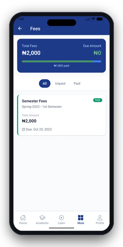 Fees Status and Ledger