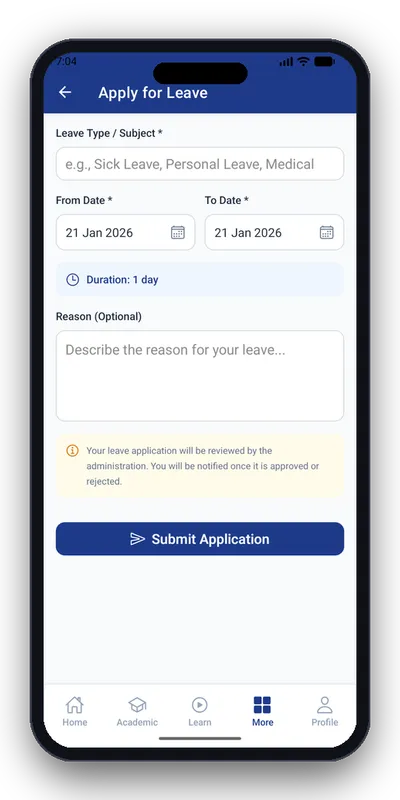 Apply for Leave Portal